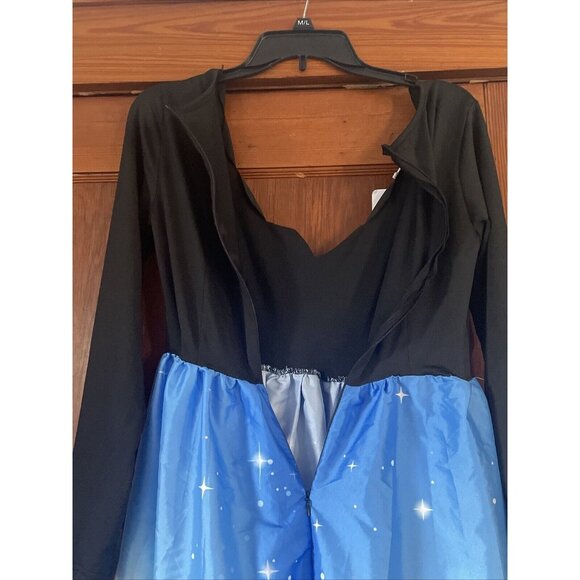 Moking Top Womens Christmas Dress Small Santa Long S Black Blue Reindeer NYC - Picture 12 of 12